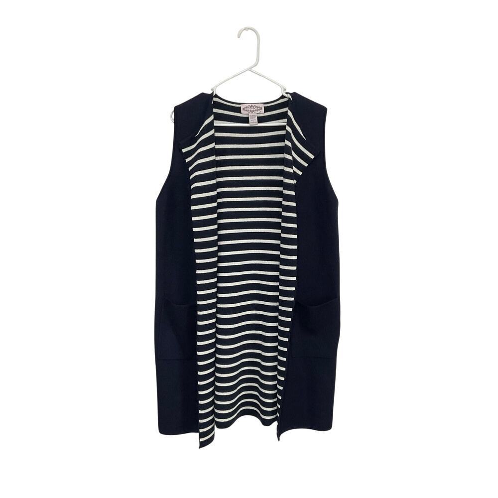Anthropologie Oliver by Escio Size Large Striped Long Open Drape Sweater Vest